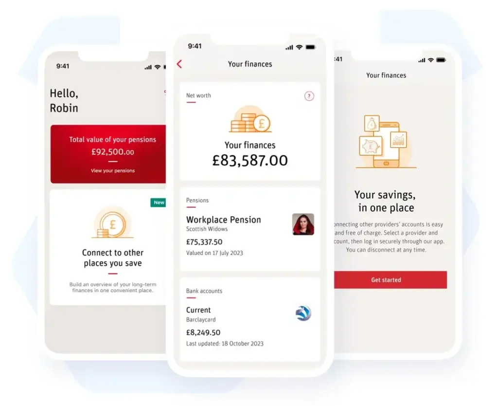 screenshot of Scottish Widows' pension app